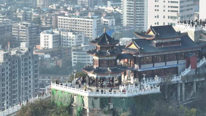 航拍贵阳东山寺