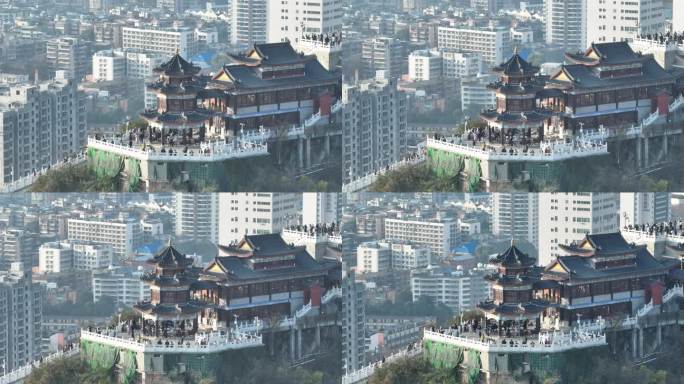 航拍贵阳东山寺