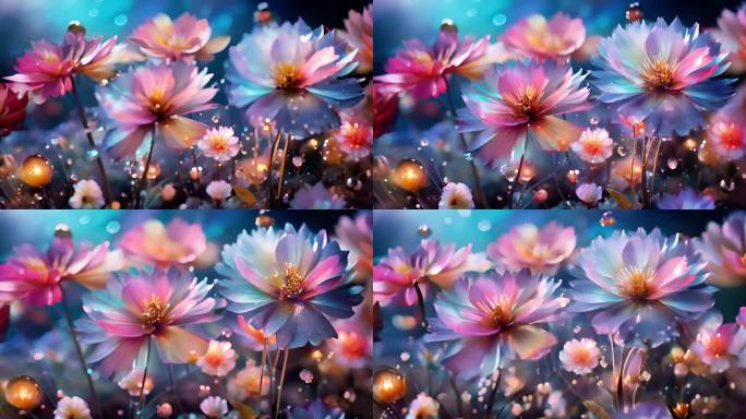 百花盛开花朵璀璨唯美梦幻大屏背景