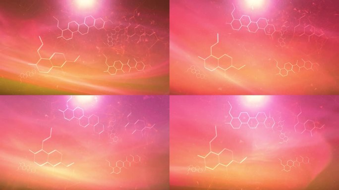 艺术化学科学六边形分子键复制空间动画。
