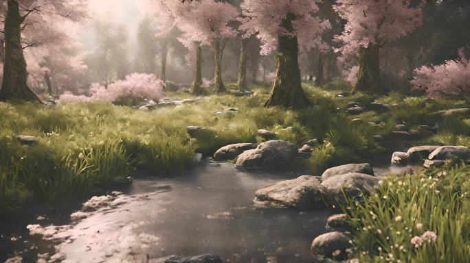 河流溪水丛林唯美