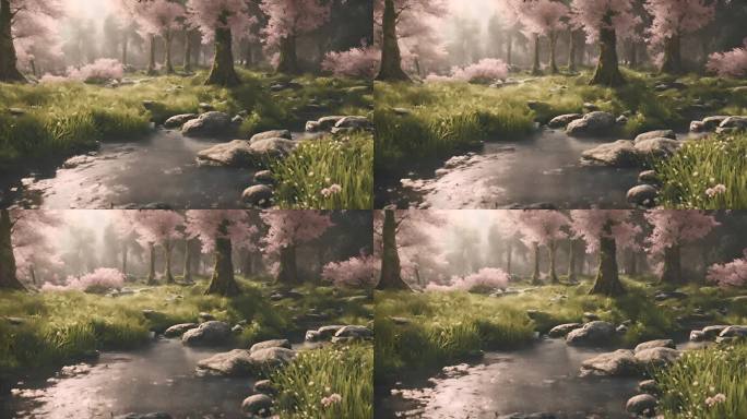 河流溪水丛林唯美