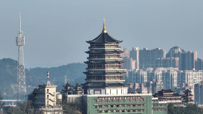 航拍贵阳东山寺