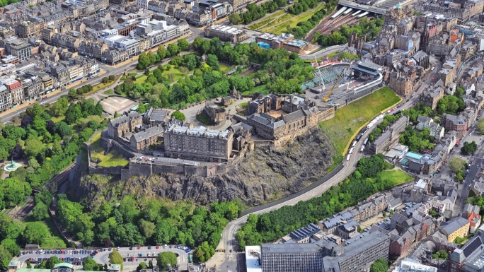英国 苏格兰 爱丁堡城堡 航拍