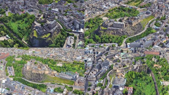 英国 苏格兰 爱丁堡城堡 航拍