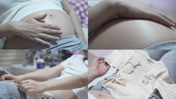 孕妇怀孕女人怀孕抚摸肚子产妇