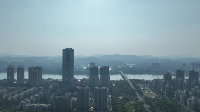 惠州市云山西路建筑风光航拍富力国际中心