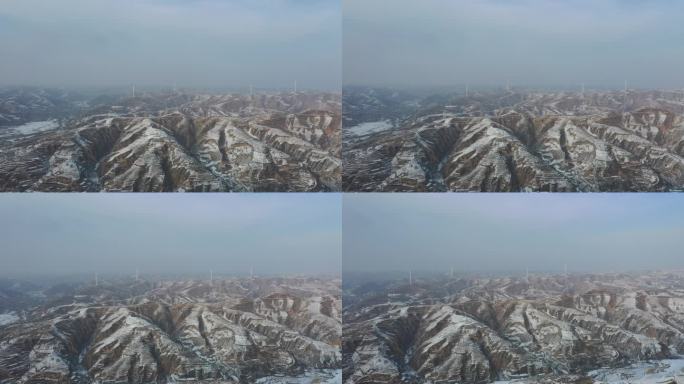 黄土高原雪景鸟瞰