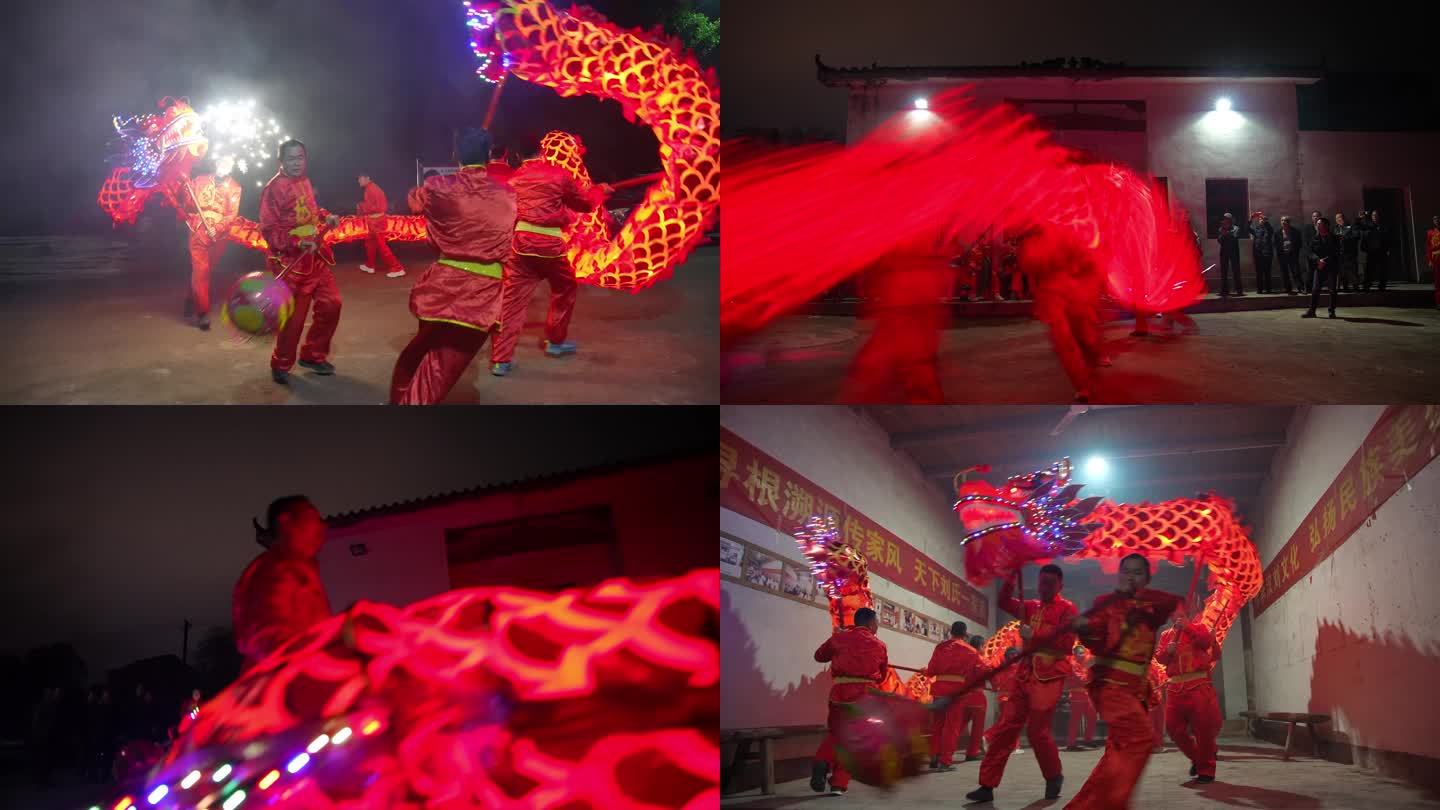 舞龙灯蛇龙4K高清民俗龙灯春节传统