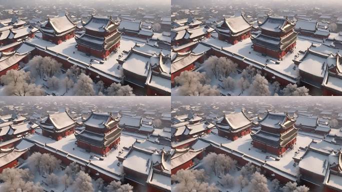下雪建筑中式故宫视频素材