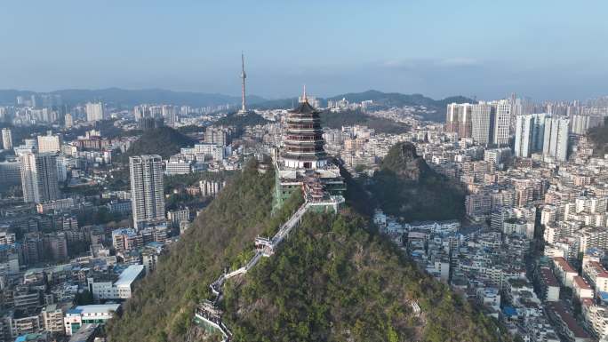 航拍贵阳东山寺