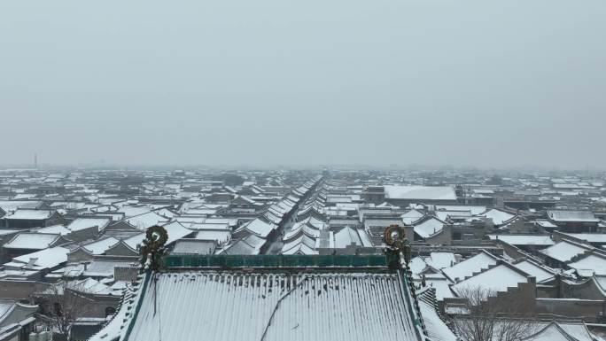 平遥中国年  航拍 花灯 古城下雪