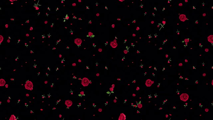 情人节玫瑰环瓷砖下降与阿尔法。这个浪漫的3d动画情人节与alpha通道是循环和平铺。
