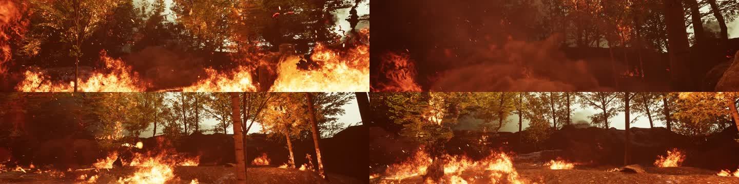 【8k】宽屏森林火灾背景5
