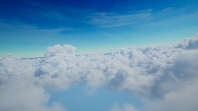 云海高空穿云飞机视角素材