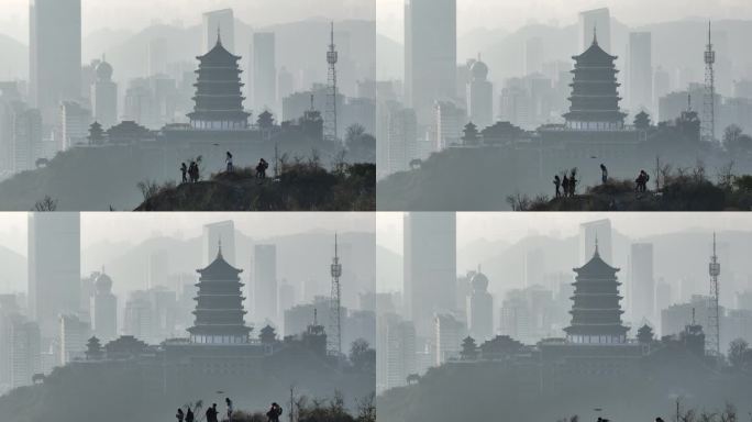 航拍贵阳东山寺