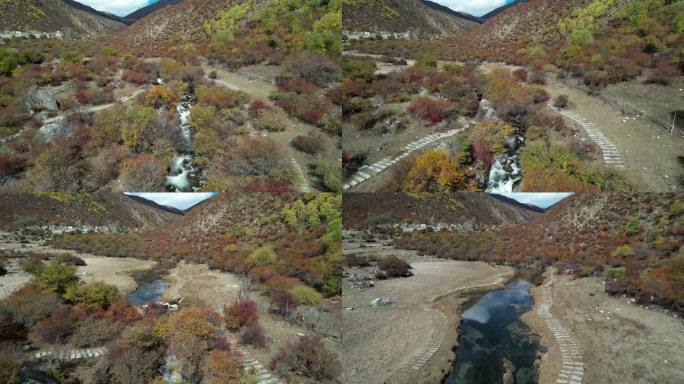 达古峡谷山涧溪流和丛林