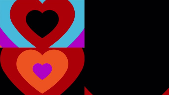4 k。心形变焦过渡。Alpha(透明)通道，心脏爆炸的动画。模板14二月情人节或其他庆祝活动。爱，