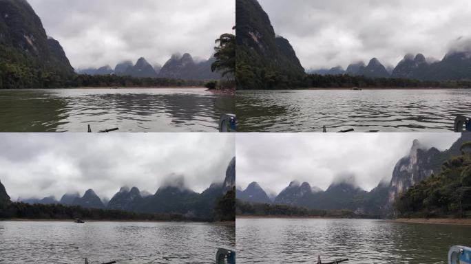 广西桂林阳朔漓江游船素材