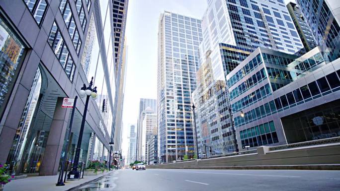 芝加哥商业区。外国建筑车道