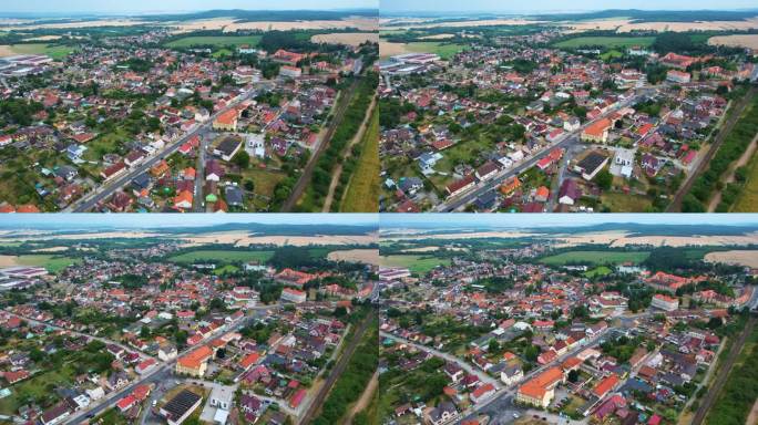 在捷克共和国的乔特索夫老城和修道院周围拍摄的航拍照片