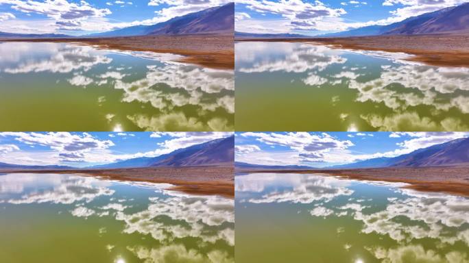 云层反射欧文斯湖加利福尼亚空中无人机