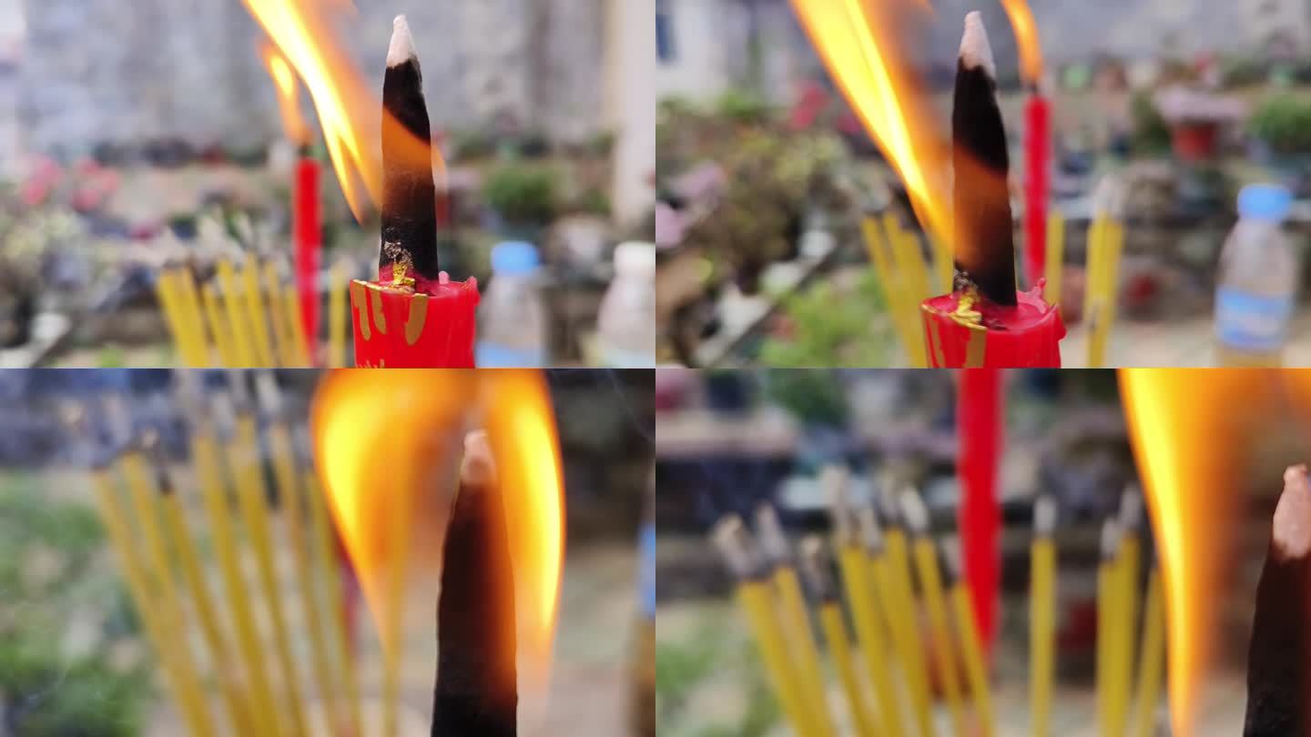 祭祖焚烧点香焚香中元节传统节日中元节视频