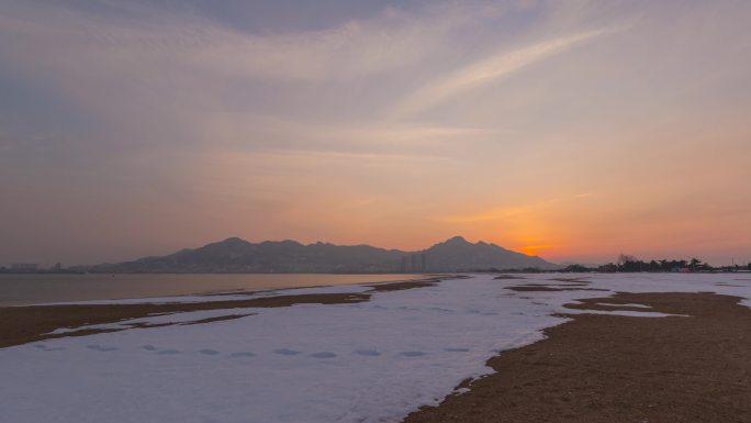 威海 石岛湾海边日落延时