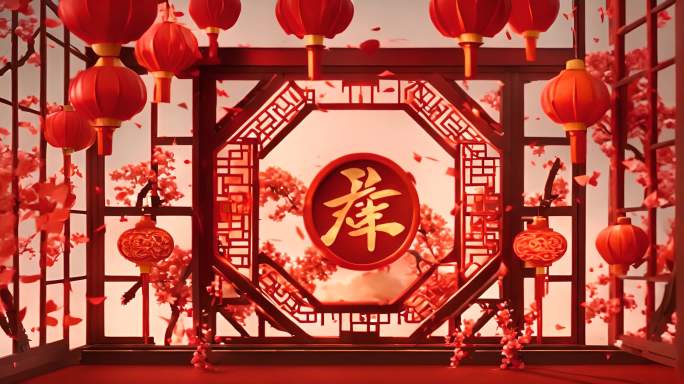 中式红色灯笼背景