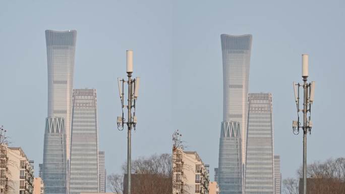 北京冬季西总布胡同与国贸建筑群