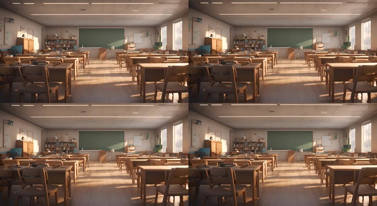 教室桌椅板凳空镜
