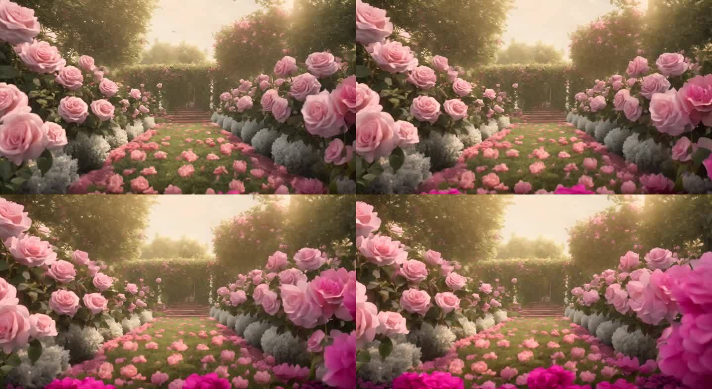 花园里的玫瑰花粉色