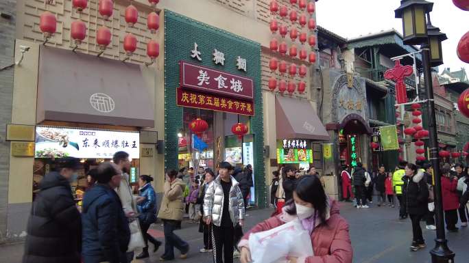 北京大栅栏前门节氛围过年北京旅游景点游玩