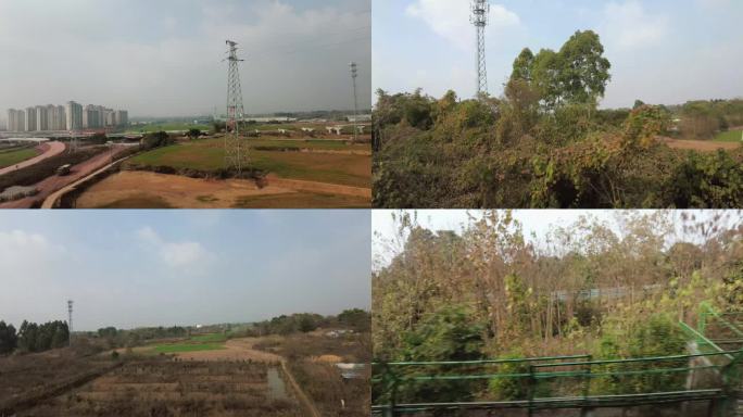 沿途高铁火车窗外风景实拍