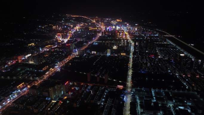 航拍2024龙年甘肃平凉市地标除夕夜烟花