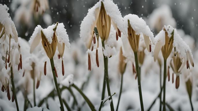 雪地里的雪莲花盛开