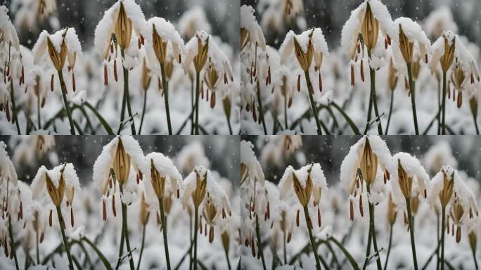 雪地里的雪莲花盛开