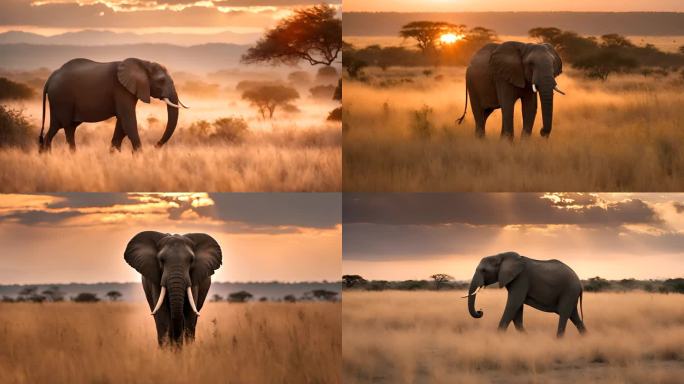 非洲象大象非洲大草原