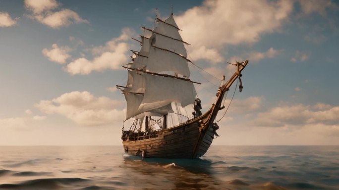 古代帆船远航下海