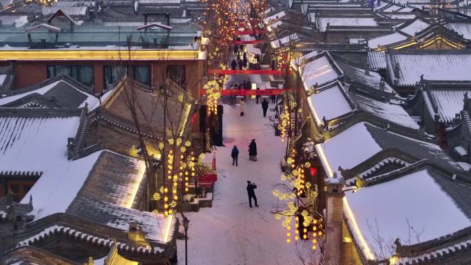 大同东南邑历史文化街区冬季雪景航拍