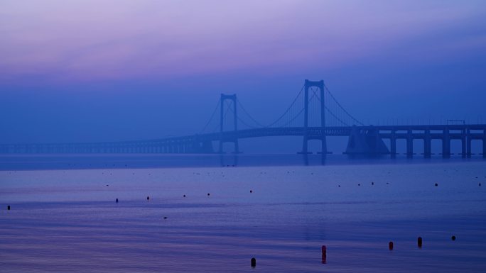 实拍8k 大连星海湾跨海大桥新年日出视频
