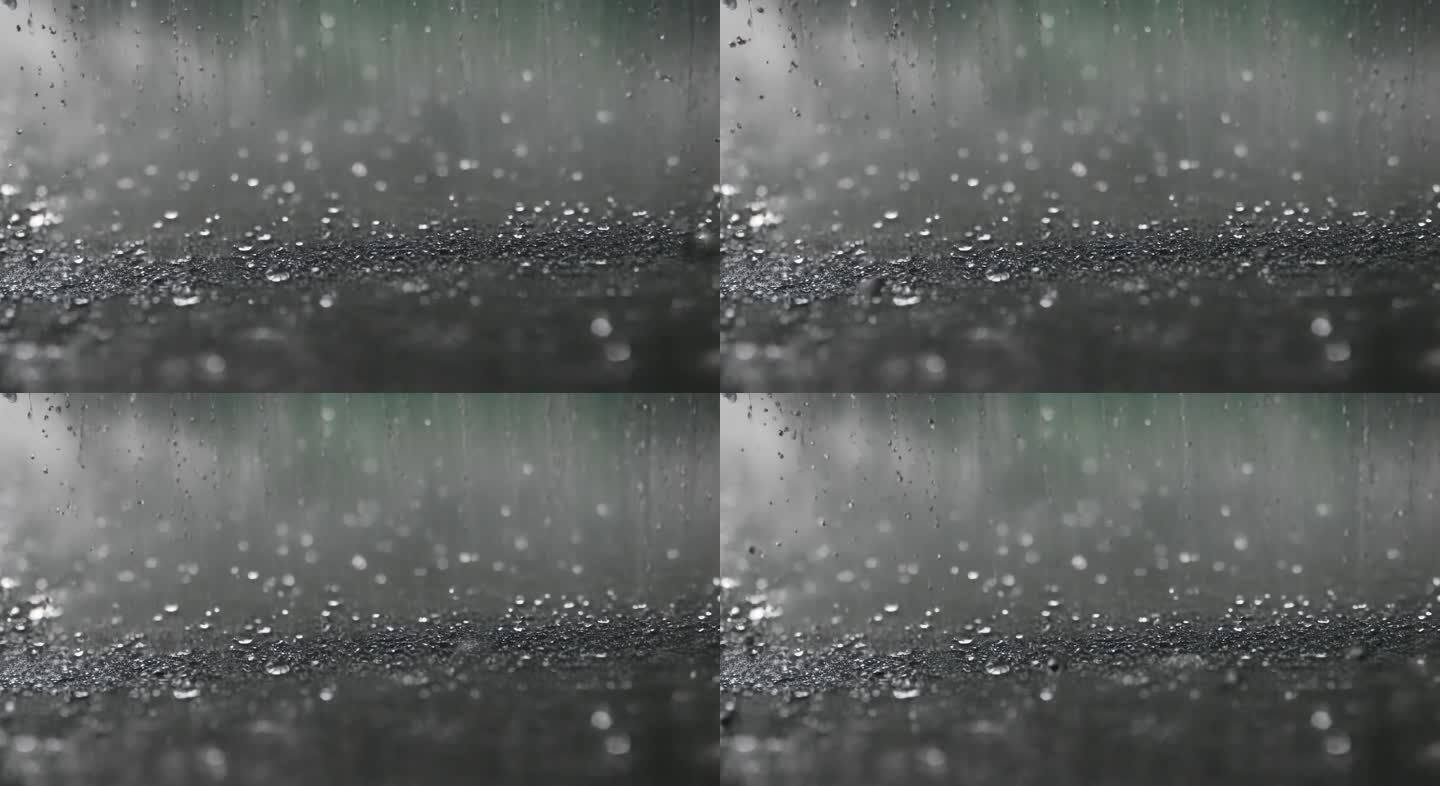 雨水打在地面上下雨天