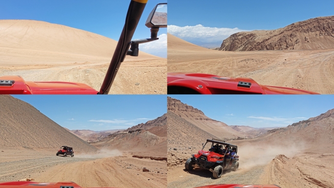 新疆火焰山沙漠越野车行车副驾驶第一视角