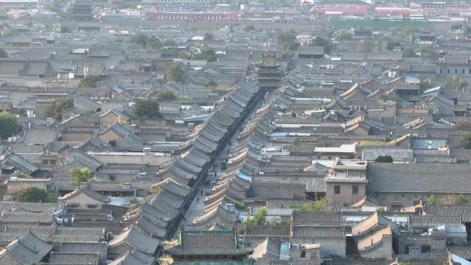 航拍山西晋中平遥古城古民居