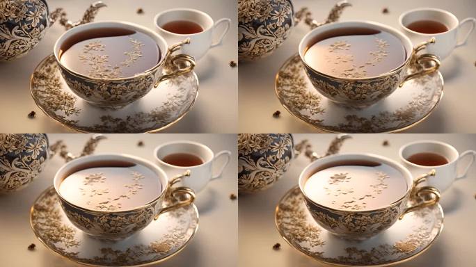 红茶绿茶茶汤陶瓷碗