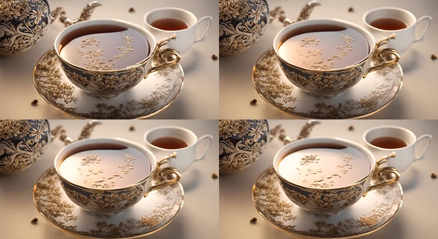 红茶绿茶茶汤陶瓷碗