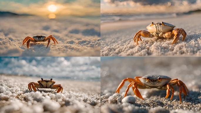小螃蟹在沙滩