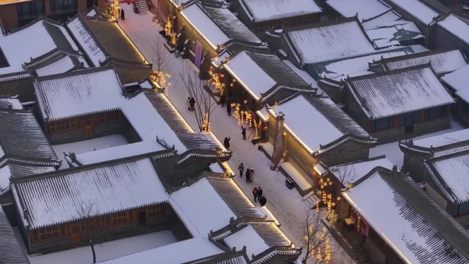 大同东南邑历史文化街区冬季雪景航拍