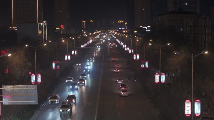 航拍2024龙年甘肃平凉市地标除夕夜烟花