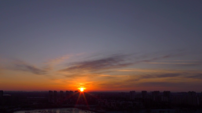 黎明日出旭日东升晨曦初升太阳破晓城市日出